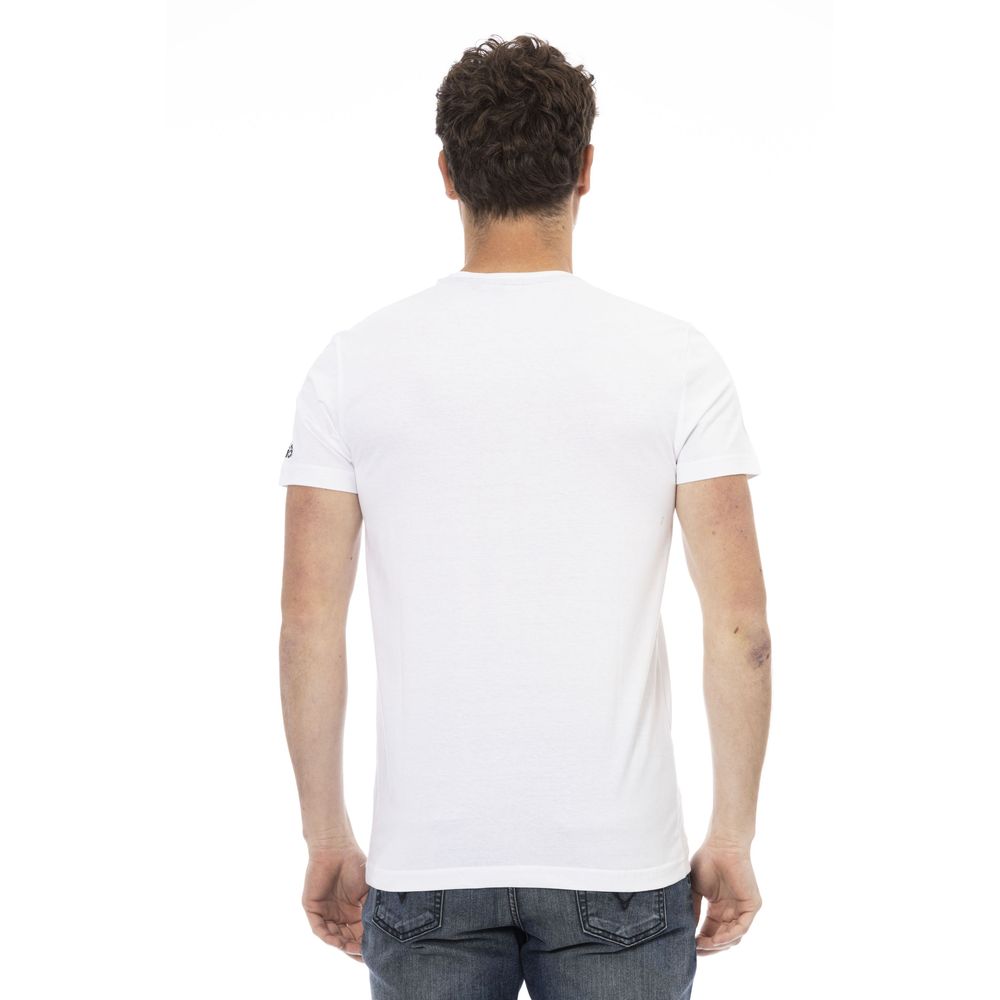 Elegante camiseta gráfica blanca con estampado artístico