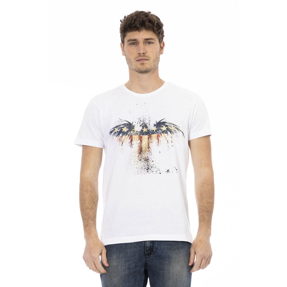 Elegant wit T-shirt met artistieke print op de voorkant