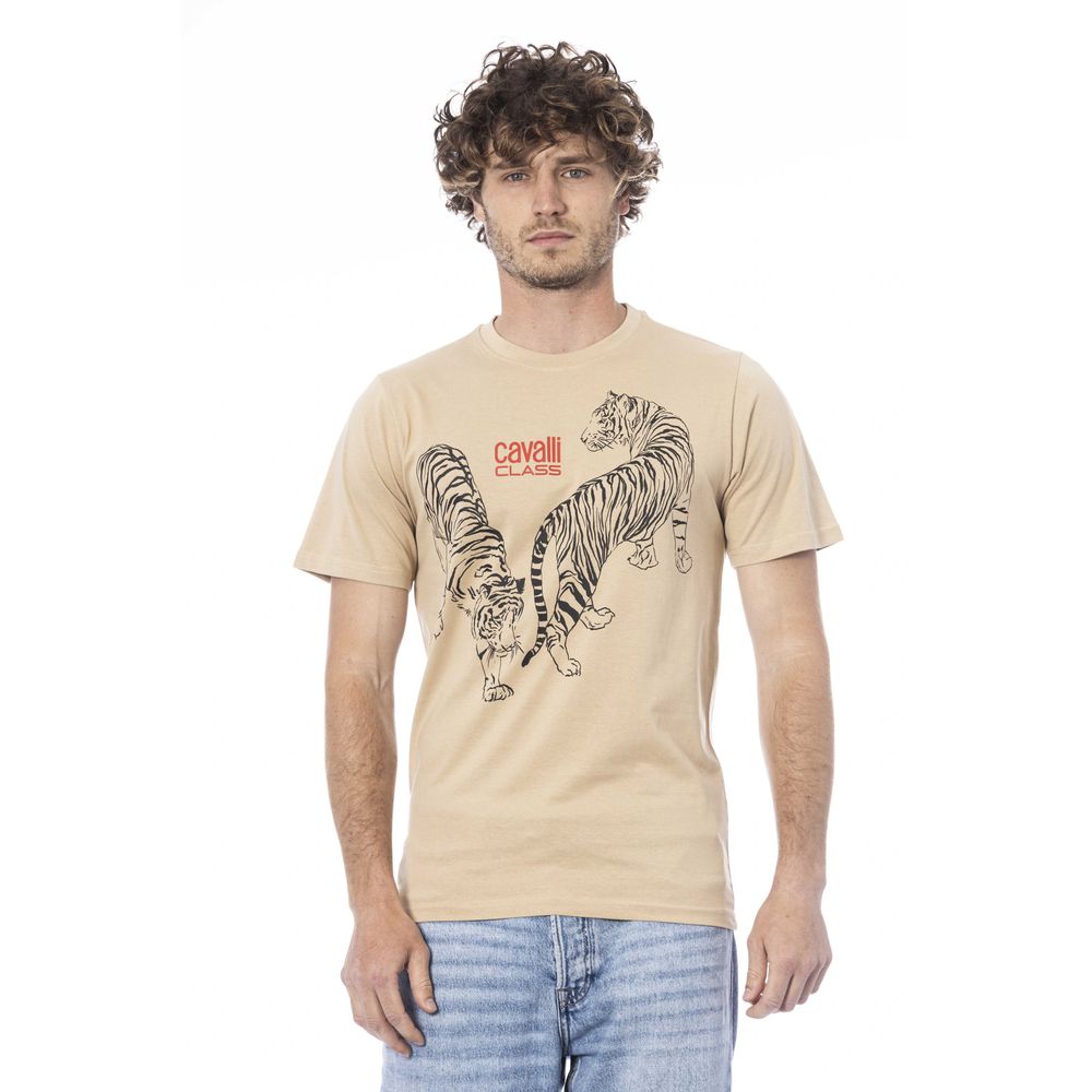 Beige Cotton Men T-Shirt