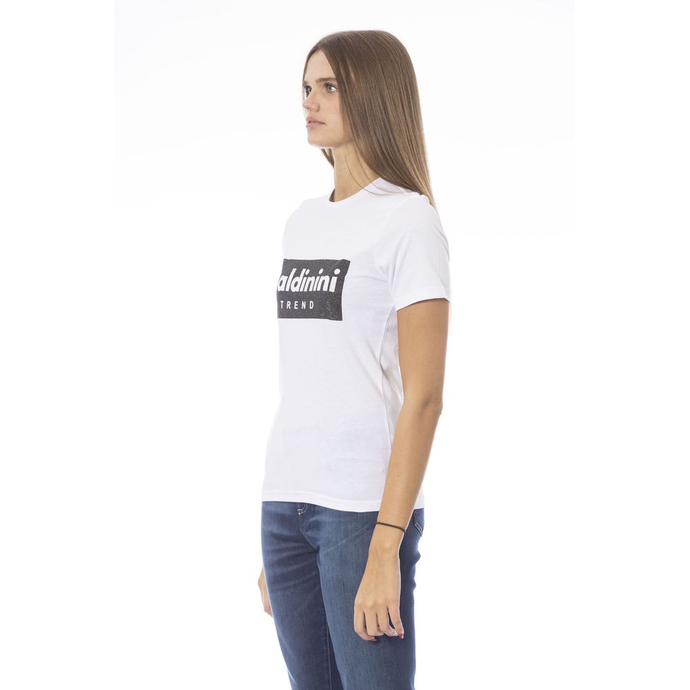 Elegante camiseta de algodón blanca con detalle distintivo