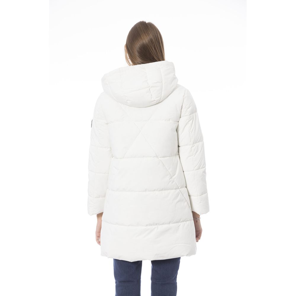 White Polyester Women Coat