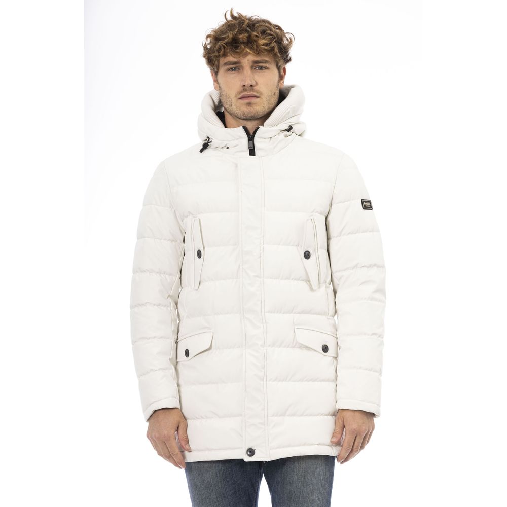 White Polyester Men's Jacket