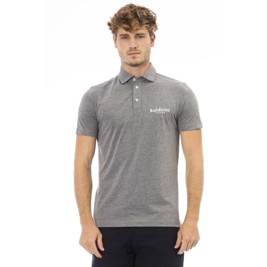 Polo refinado de algodón gris con logo bordado