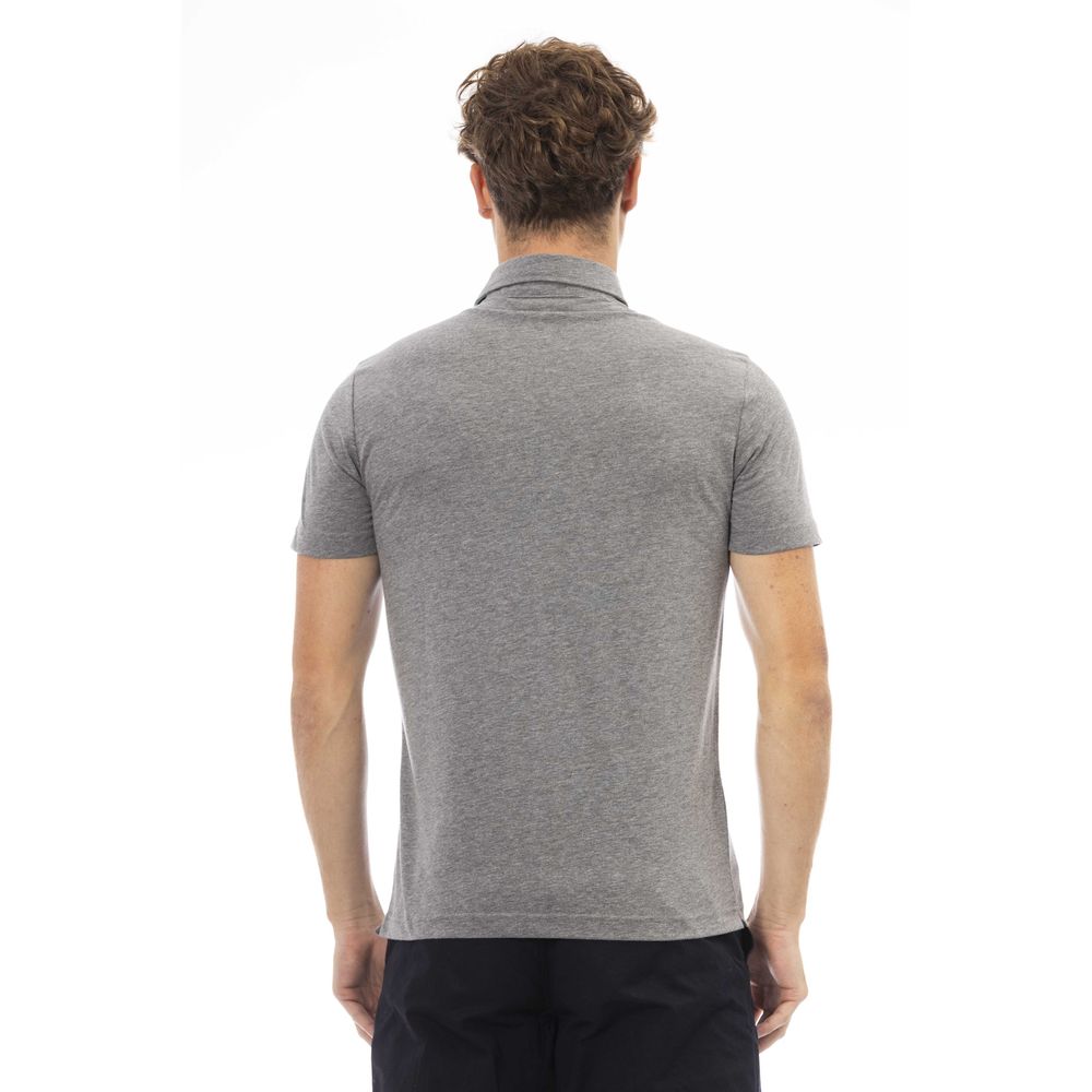 Gray Cotton Men Polo