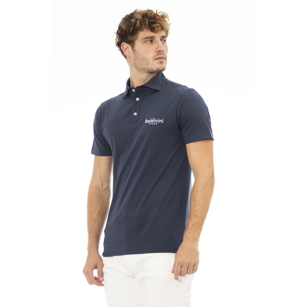 Blue Cotton Men Polo