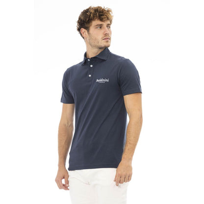 Elegante polo de algodón azul con logo bordado