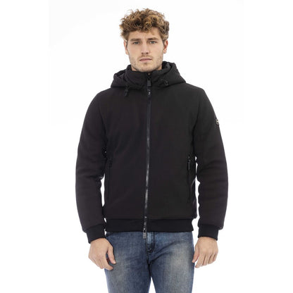 Black Polyester Men Jacket