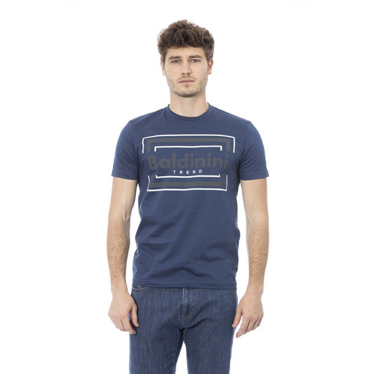 Chique blauw katoenen T-shirt met print op de voorkant