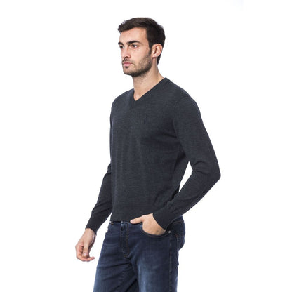 Gray Merino Wool Men Sweater