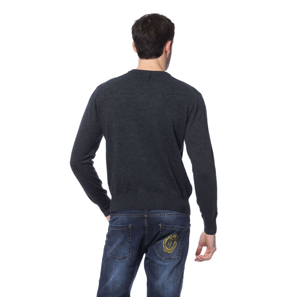 Gray Merino Wool Men Sweater