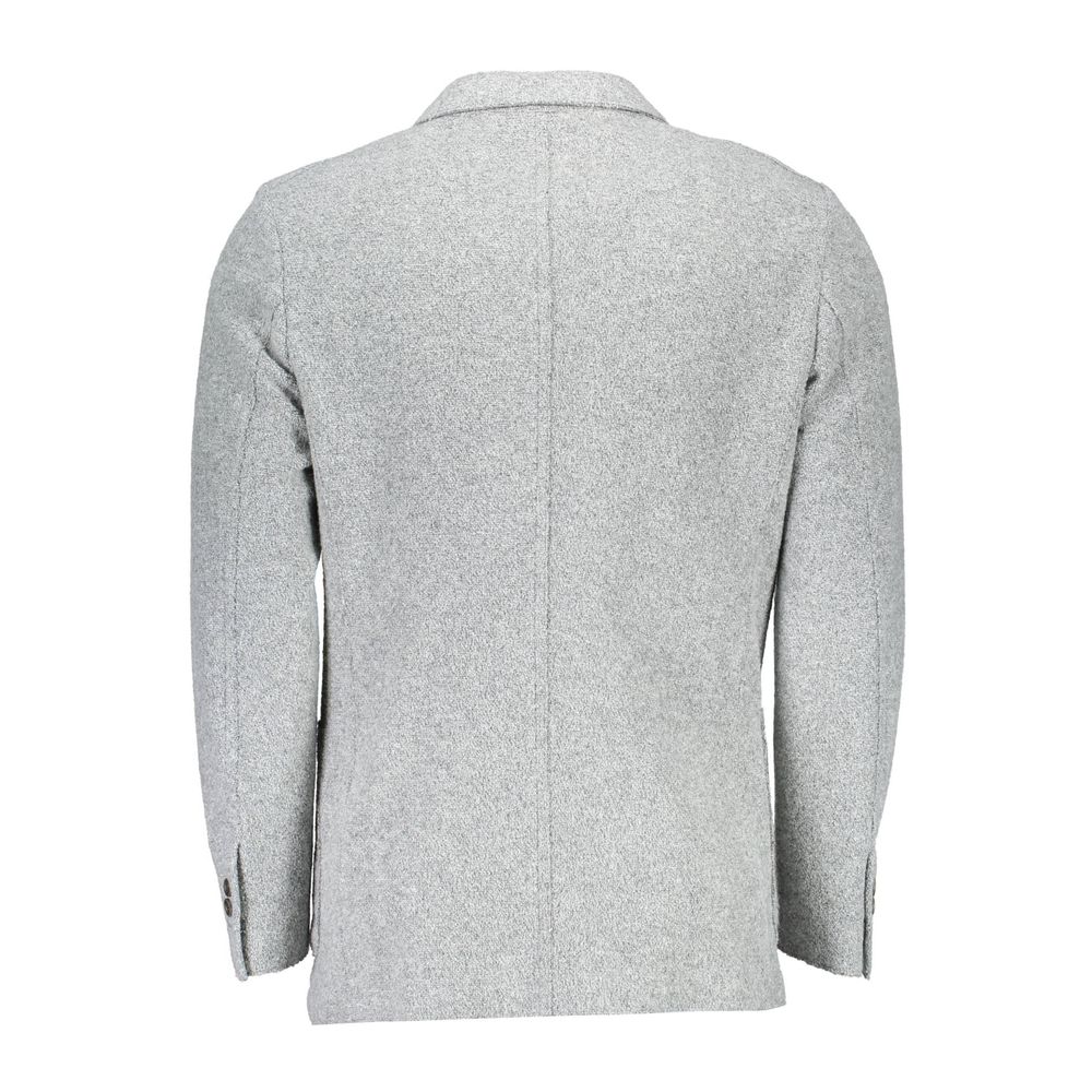 Elegant Gray Long Sleeve Classic Jacket