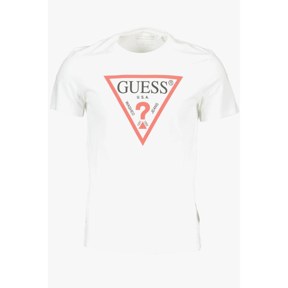 Sleek Slim Fit White Tee with Logo Print