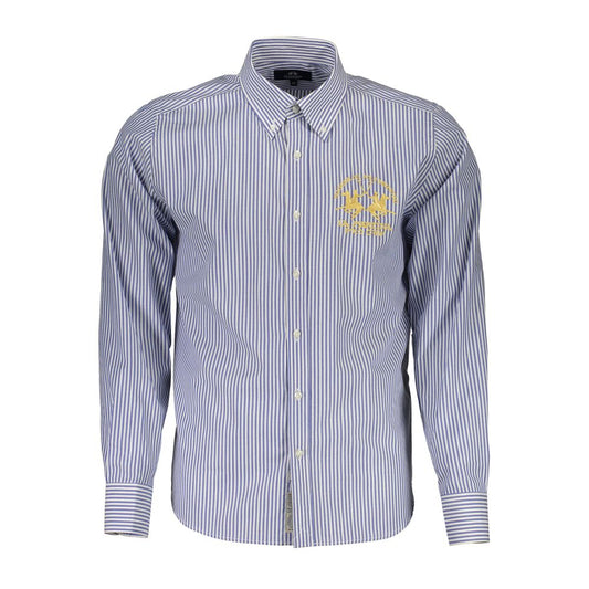 Elegant Blue Cotton Long Sleeve Shirt