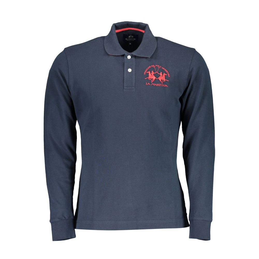 Classic Blue Long-Sleeve Polo Elegance