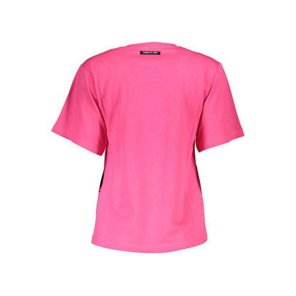 Chic Pink Cotton Tee with Signature Print