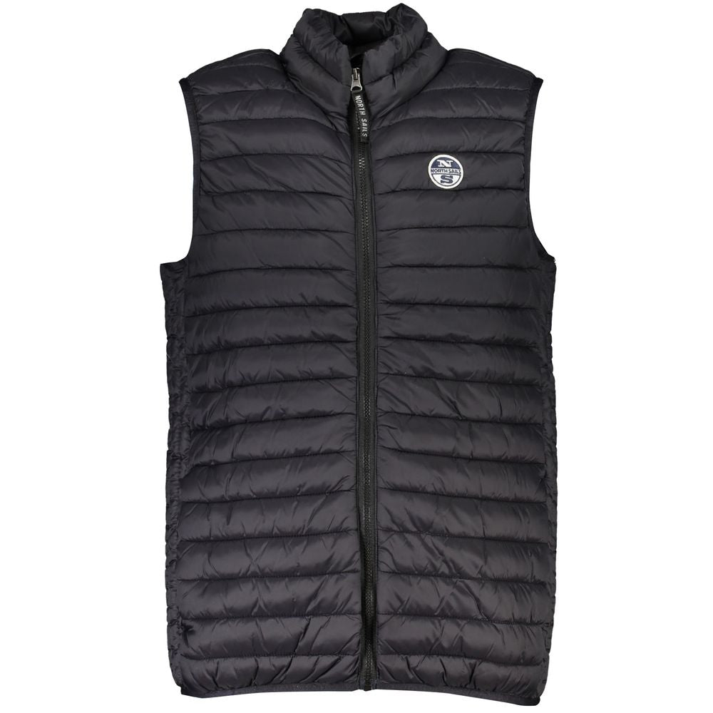 Sleek Sleeveless Black Zip Vest