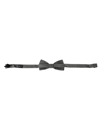 Gray Silk Patterned Adjustable Neck Men Bow Tie