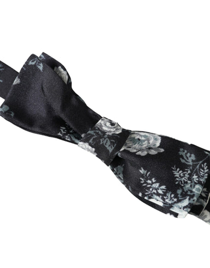 Black Floral Fantasy Adjustable Neck Men Bow Tie