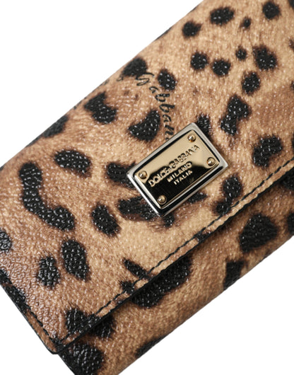 Brown Leopard PVC Pouch Key Holder Case Keyring