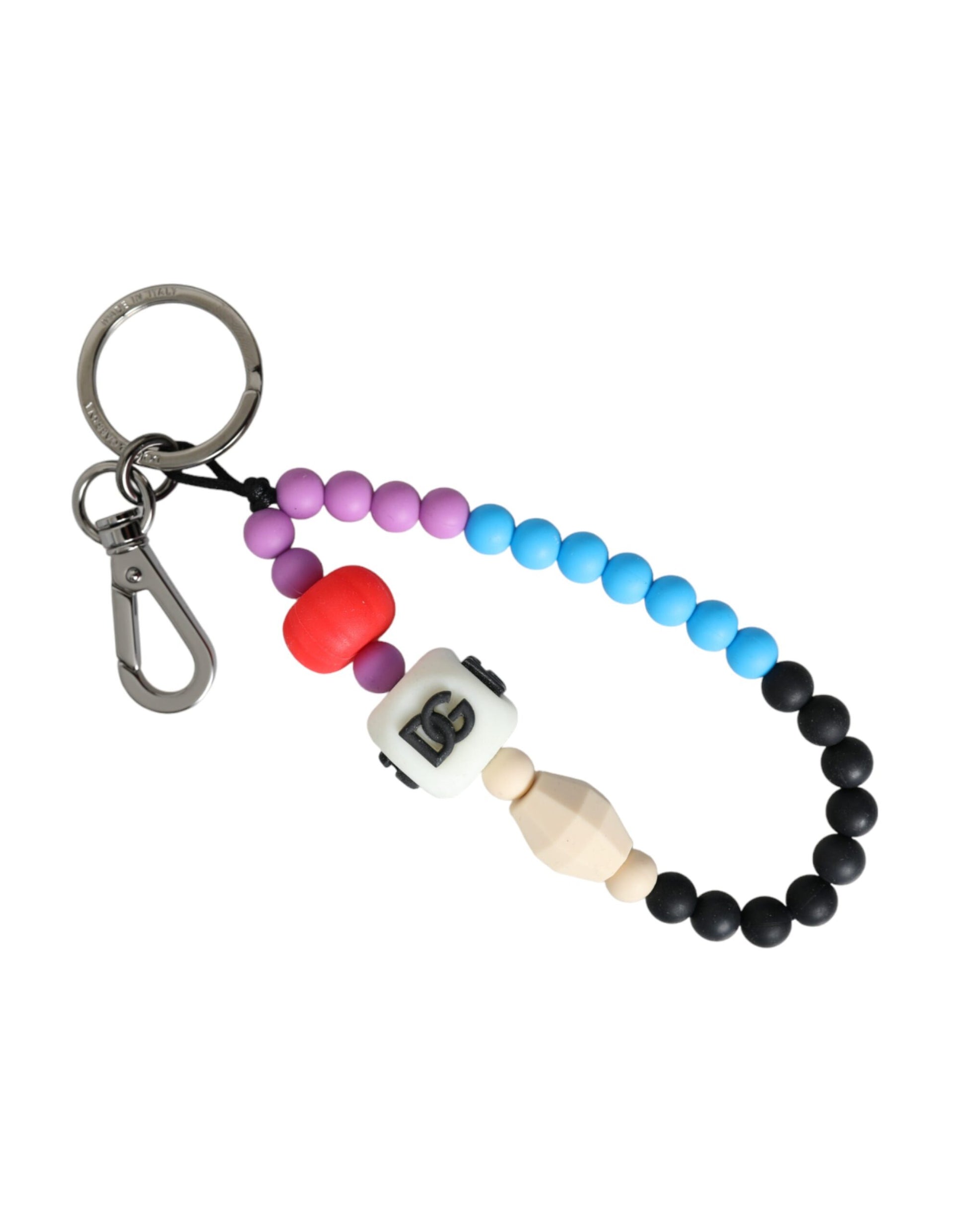 Multicolor Beaded DG Charm Accessory Keychain Keyring