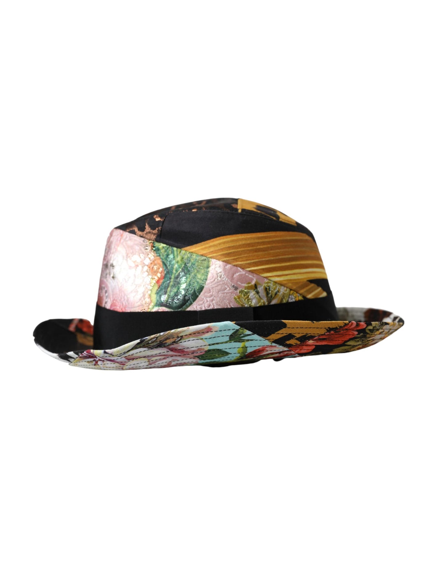 Multicolor Patchwork Women Fedora Wide Brim Hat