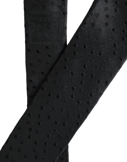 Black Polka Dot Silk Adjustable Men Tie