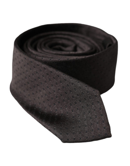 Black Patterned Silk Adjustable Men Tie