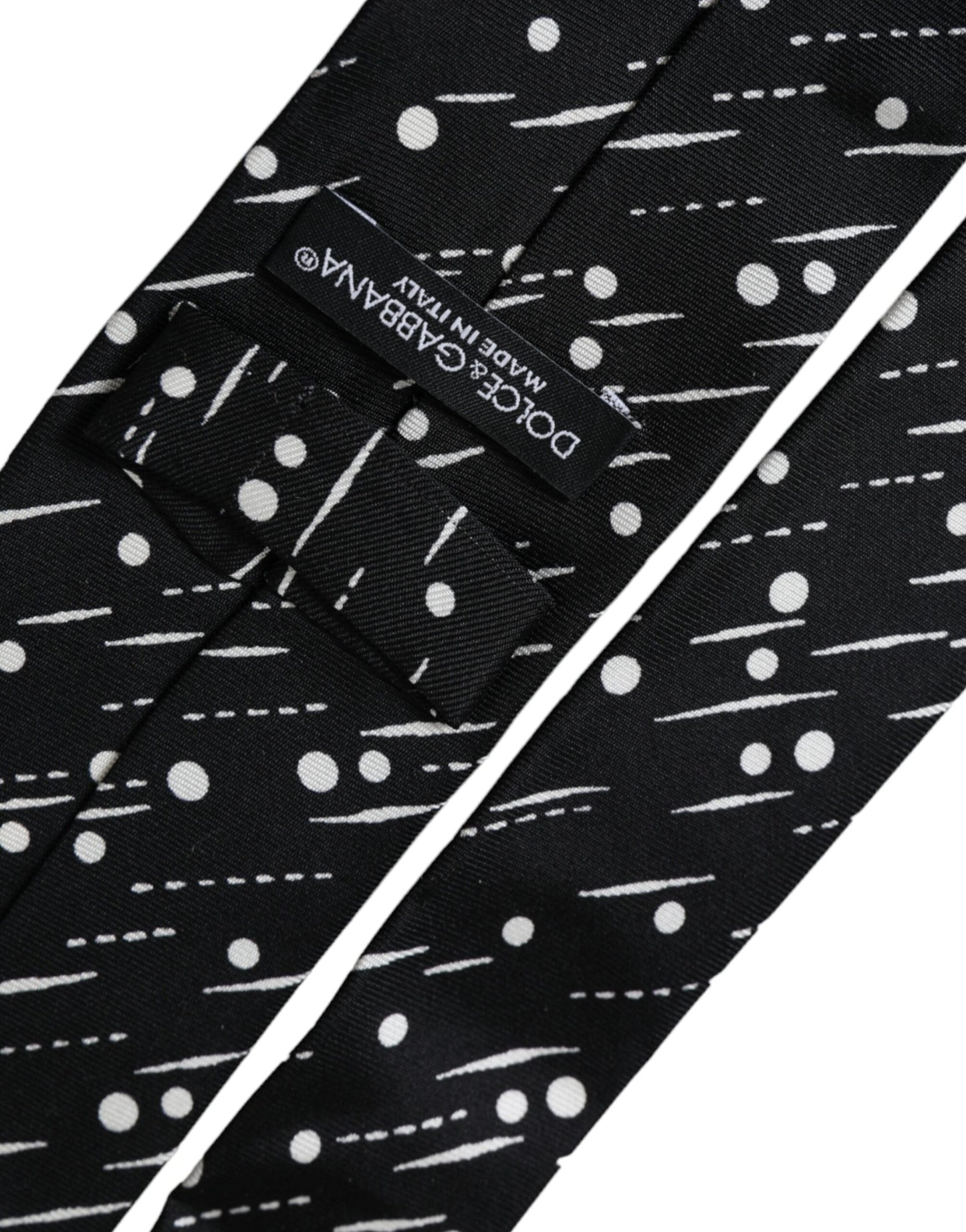 Black Dotted 100% Silk Adjustable Tie