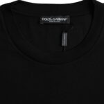 Black Cotton Round Neck Short Sleeves T-shirt