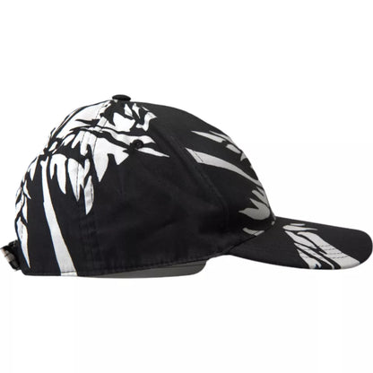 Black Cotton Leaf Print Baseball Hat