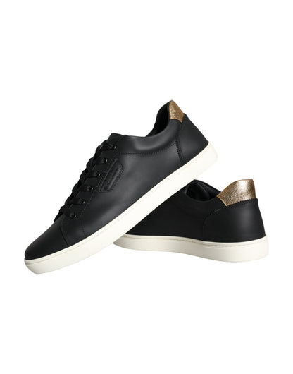 Black Leather Portofino Low Top Sneakers Shoes