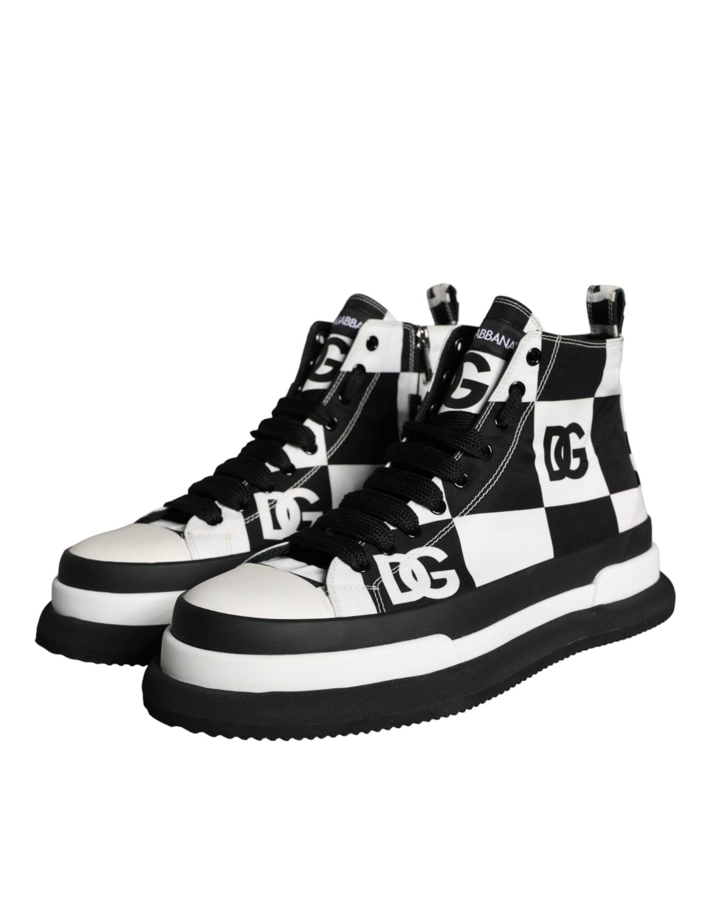 Black White Checkered High Top Sneakers Shoes