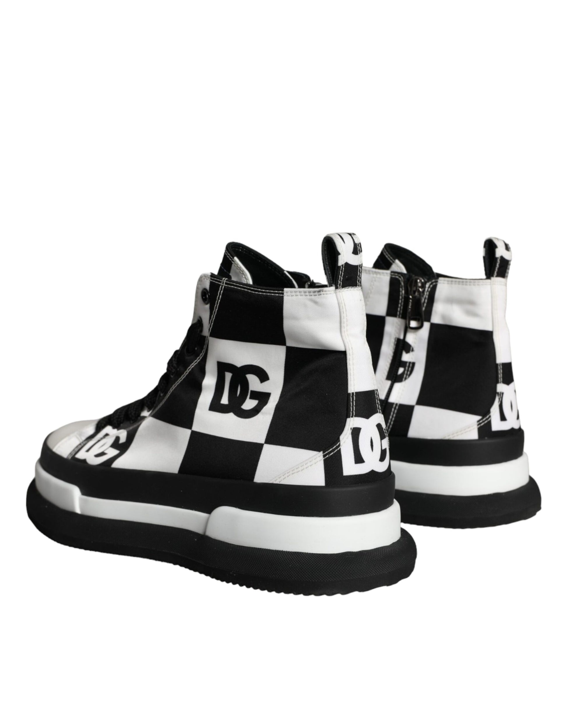 Black White Checkered High Top Sneakers Shoes