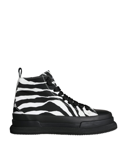 Black White Zebra High Top Men Sneaker Shoes