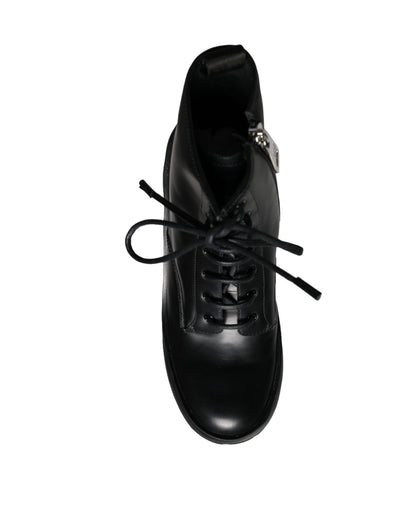 Black Lace Up Trekking Ankle Boots Men Shoes