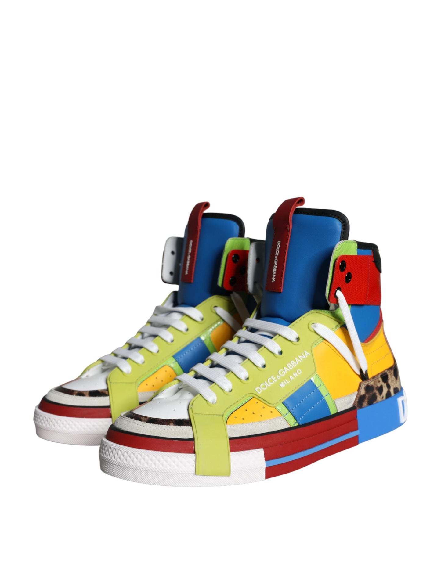 Multicolor Leather High Top Sneakers Shoes