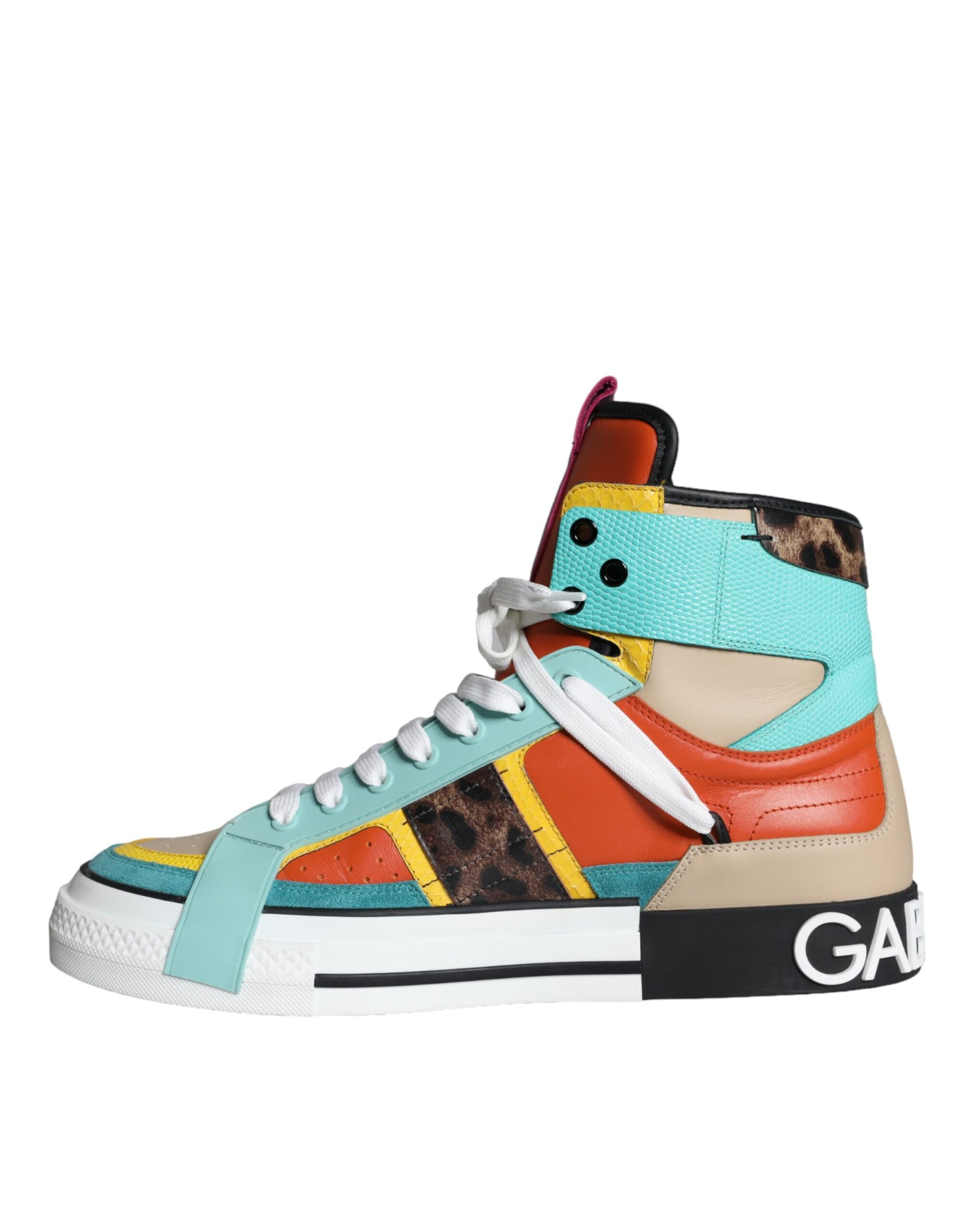 Multicolor Leather High Top Sneakers Shoes