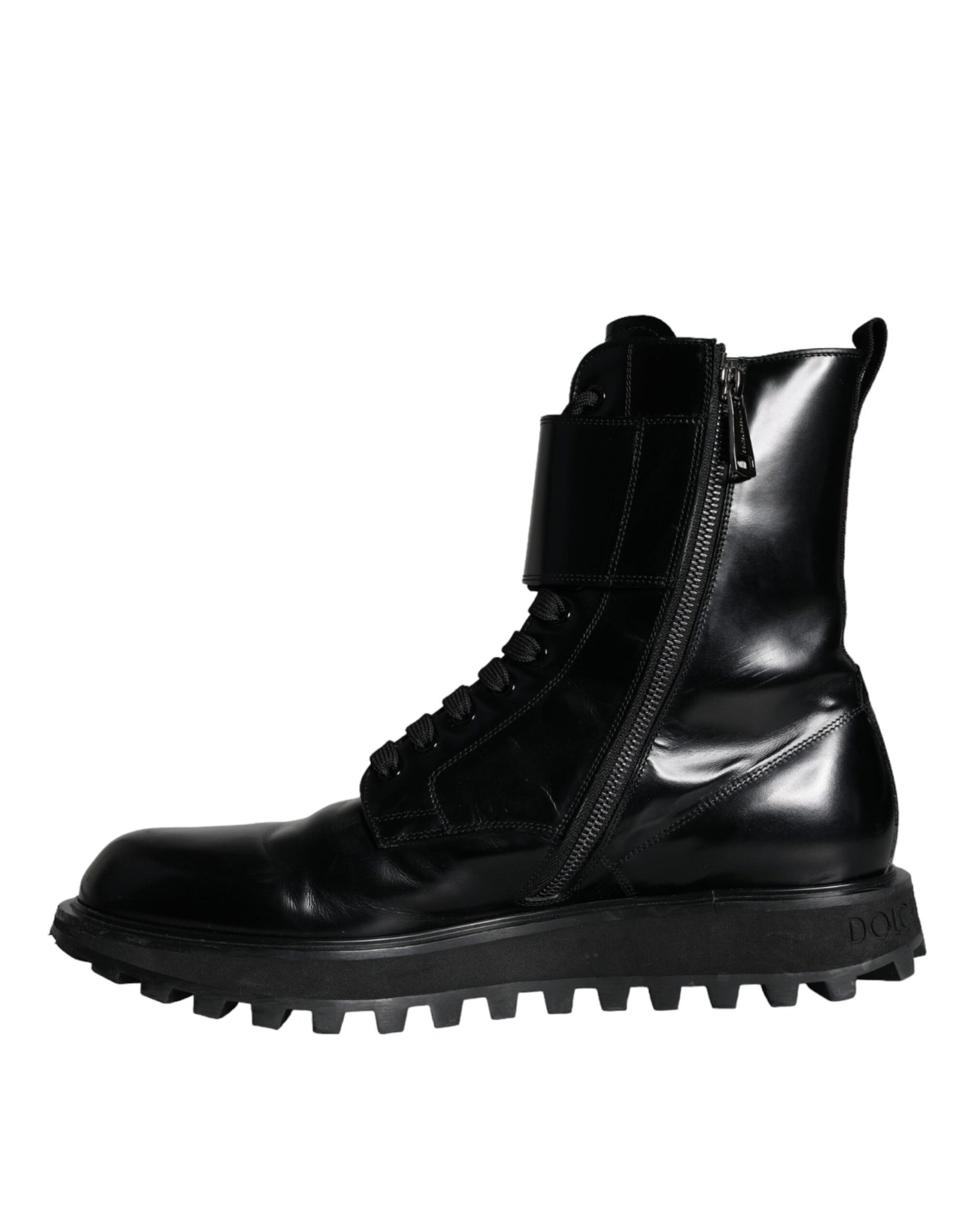 Black Leather Lace Up Men Mid Calf Boots Shoes