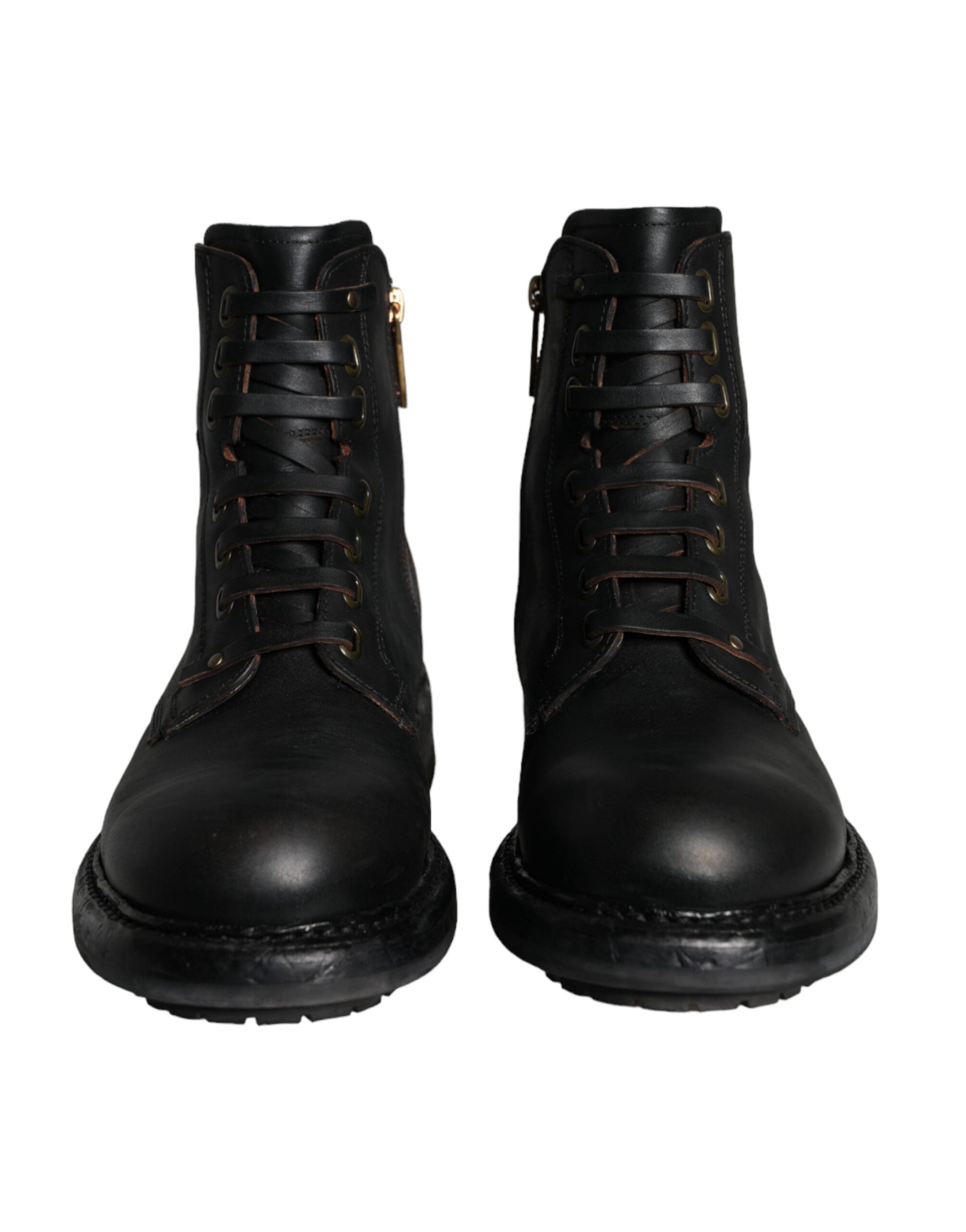 Black Lace Up Mid Calf Boots Men Shoes