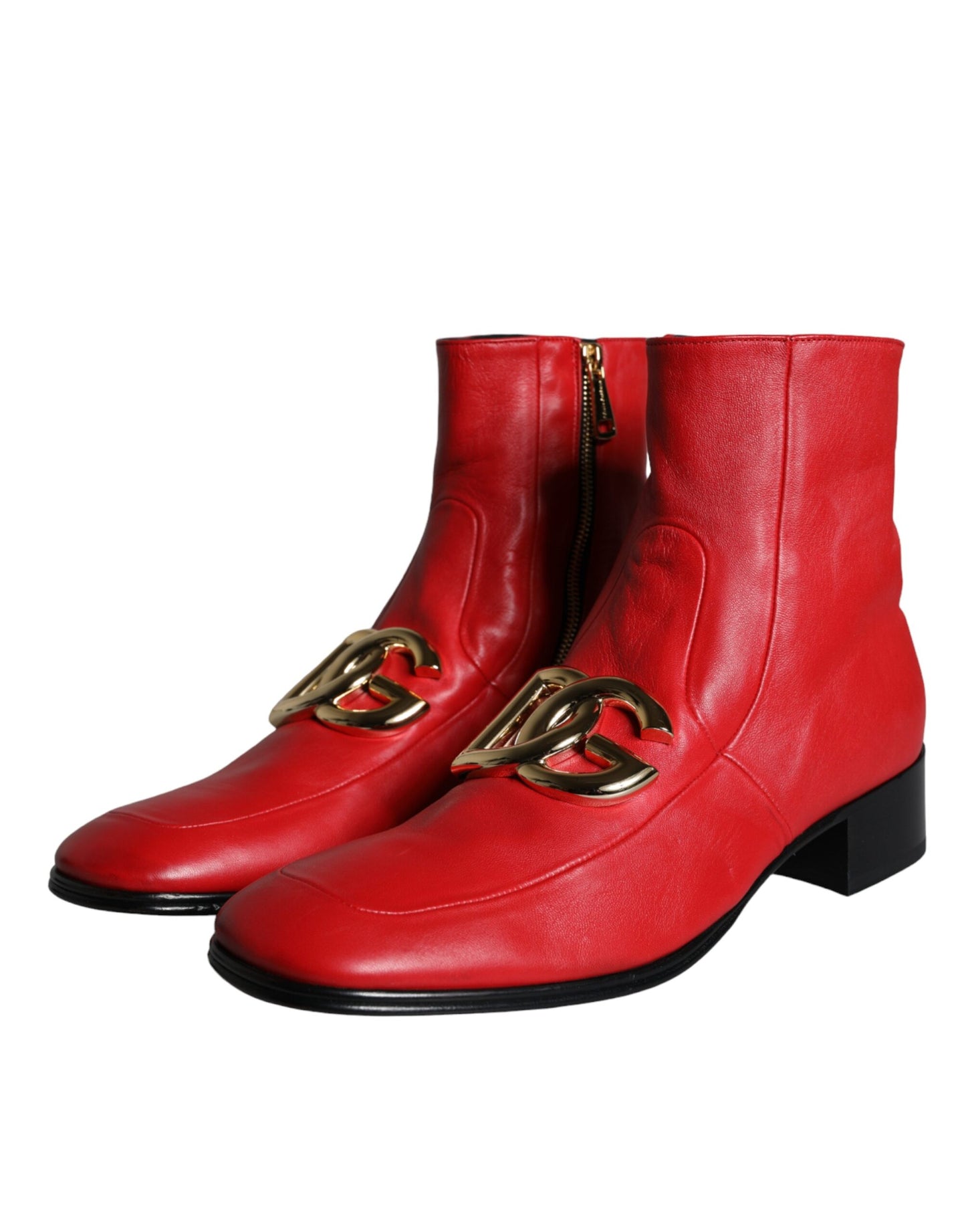 Red Lambskin Leather Men Ankle Boots Shoes