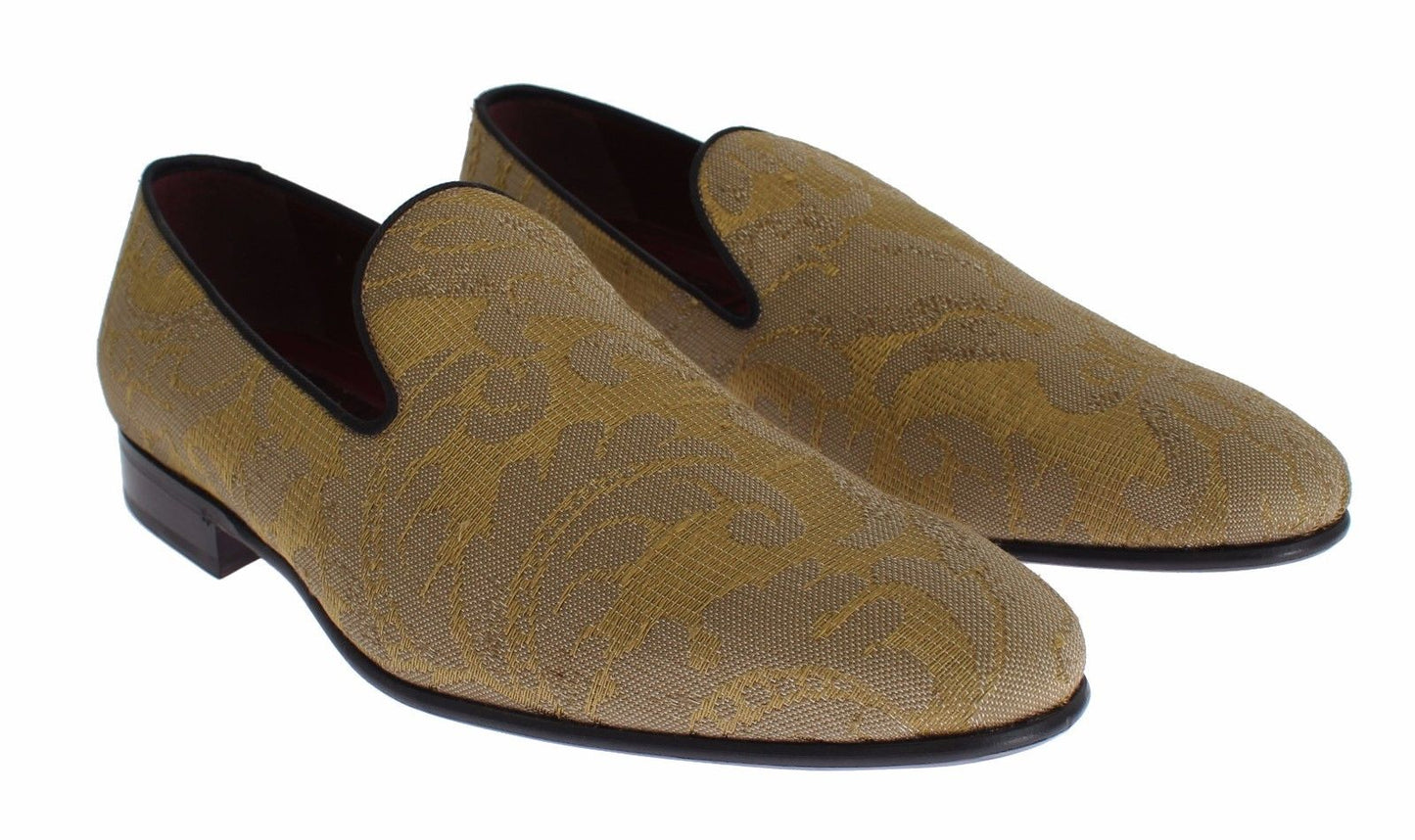 Gouden barokke zijden jurk loafers