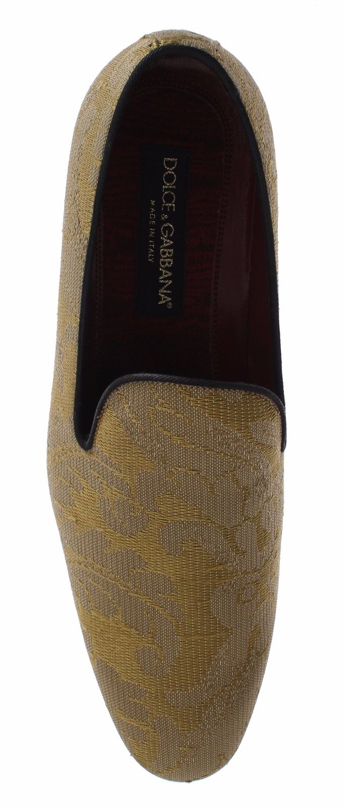 Gouden barokke zijden jurk loafers