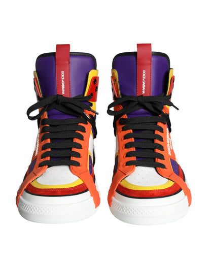 Multicolor Leather High Top Sneakers Shoes