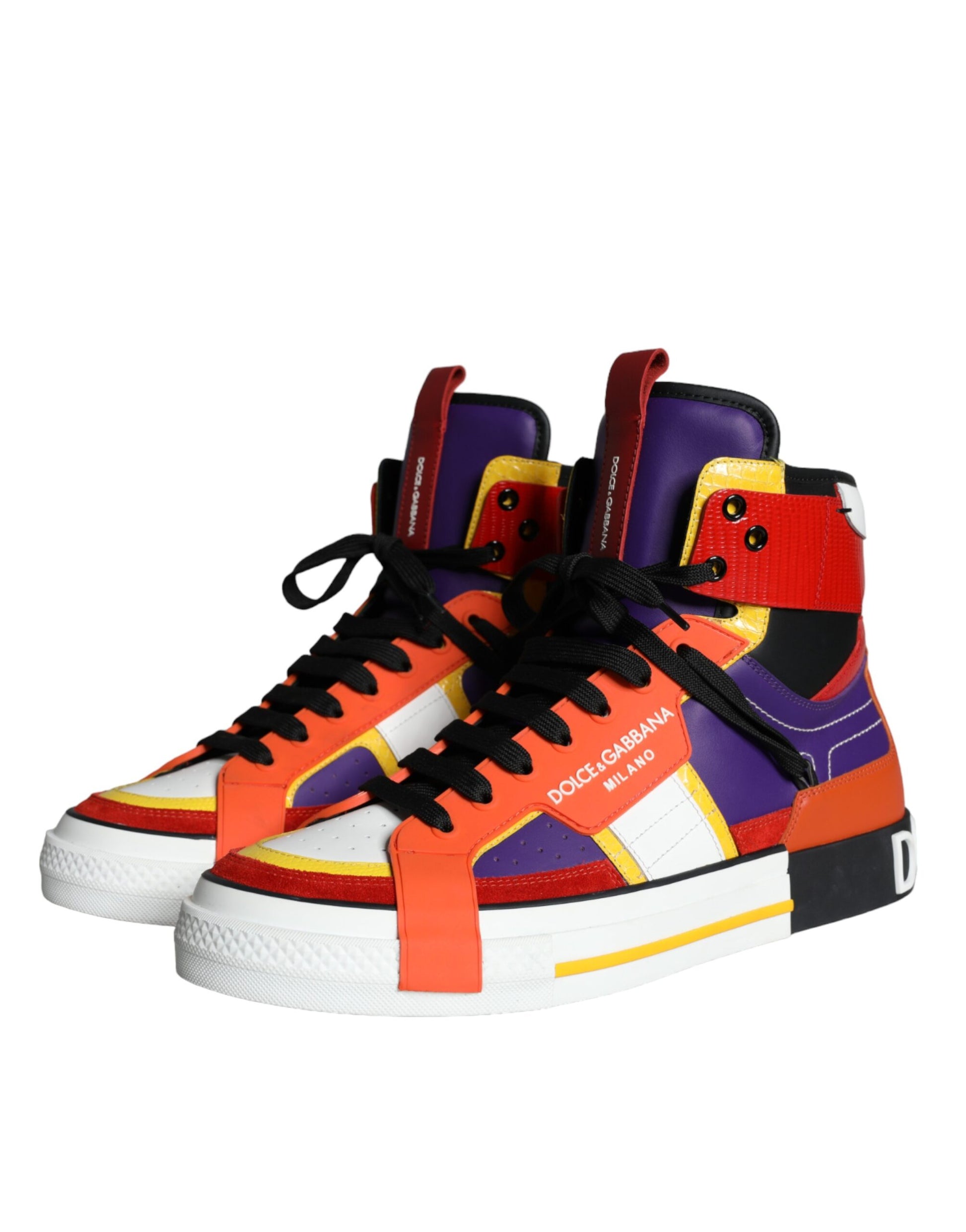 Multicolor Leather High Top Sneakers Shoes