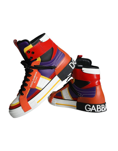 Multicolor Leather High Top Sneakers Shoes