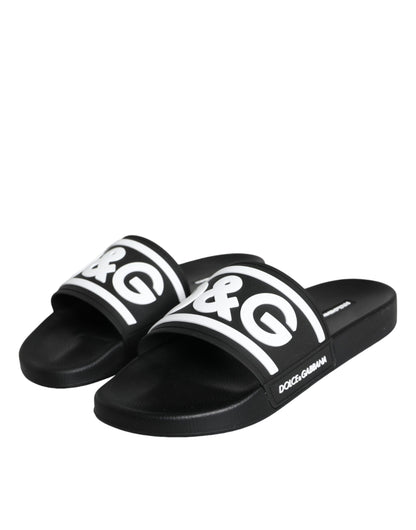 Black White Sandals Rubber Beachwear Shoes