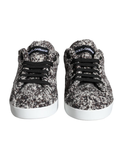 Black White Wool Low Top Men Sneakers Shoes