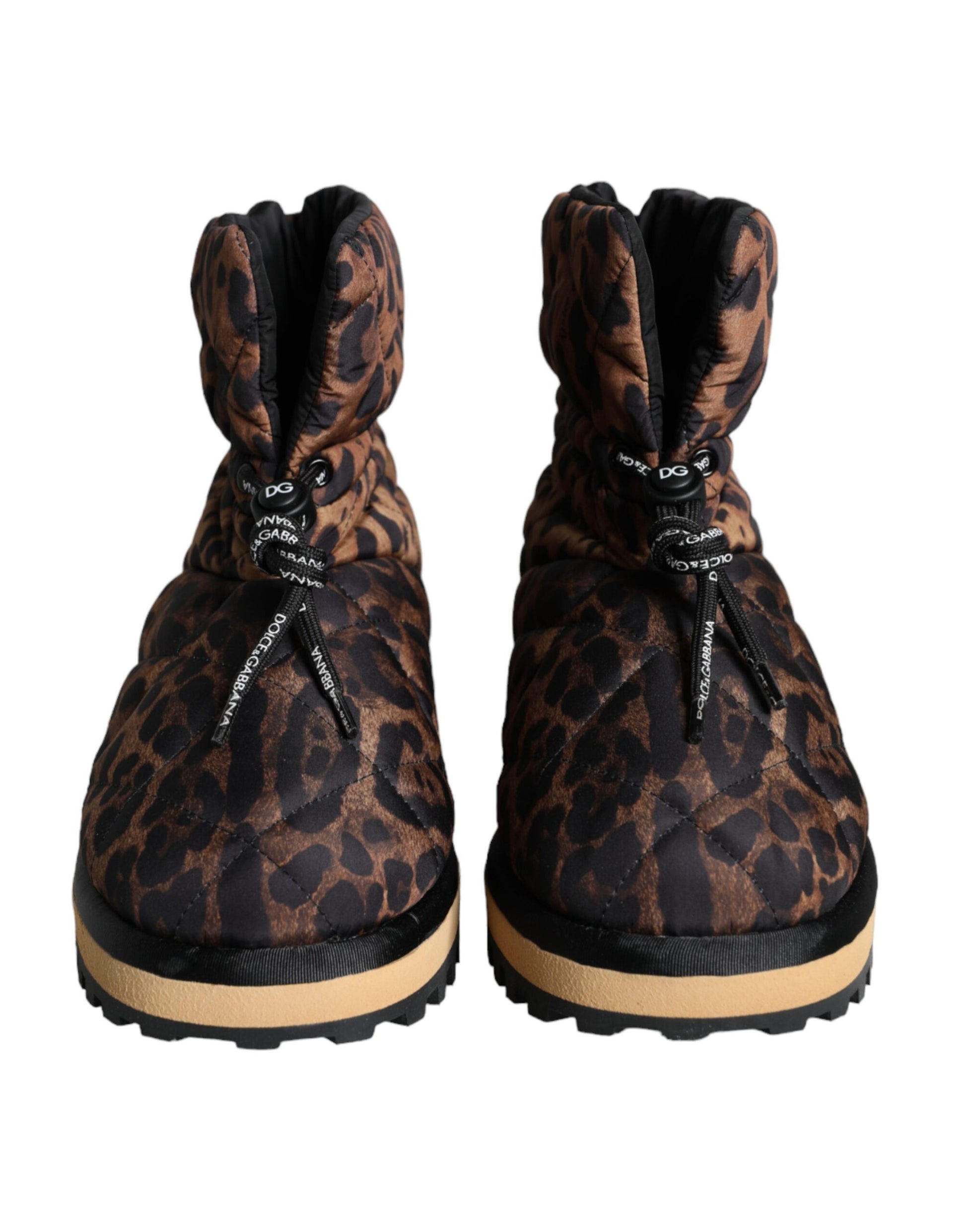 Brown Leopard Ankle Boots Padded Shoes