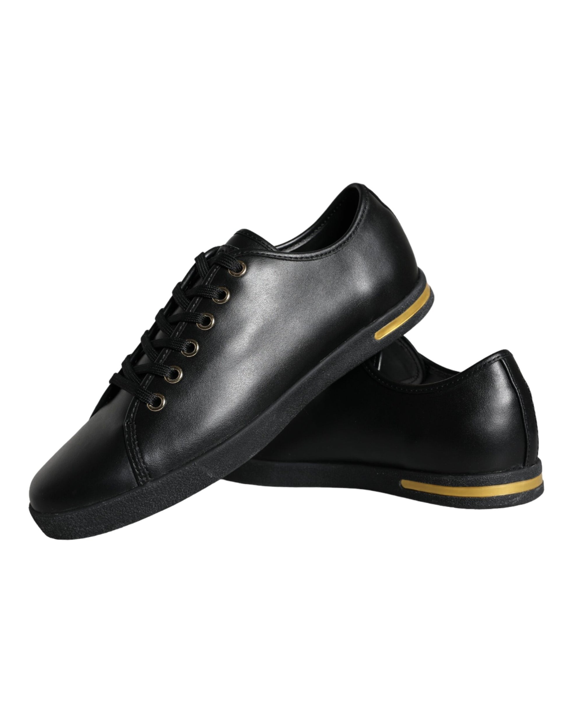 Black Gold Leather Classic Sneakers Shoes