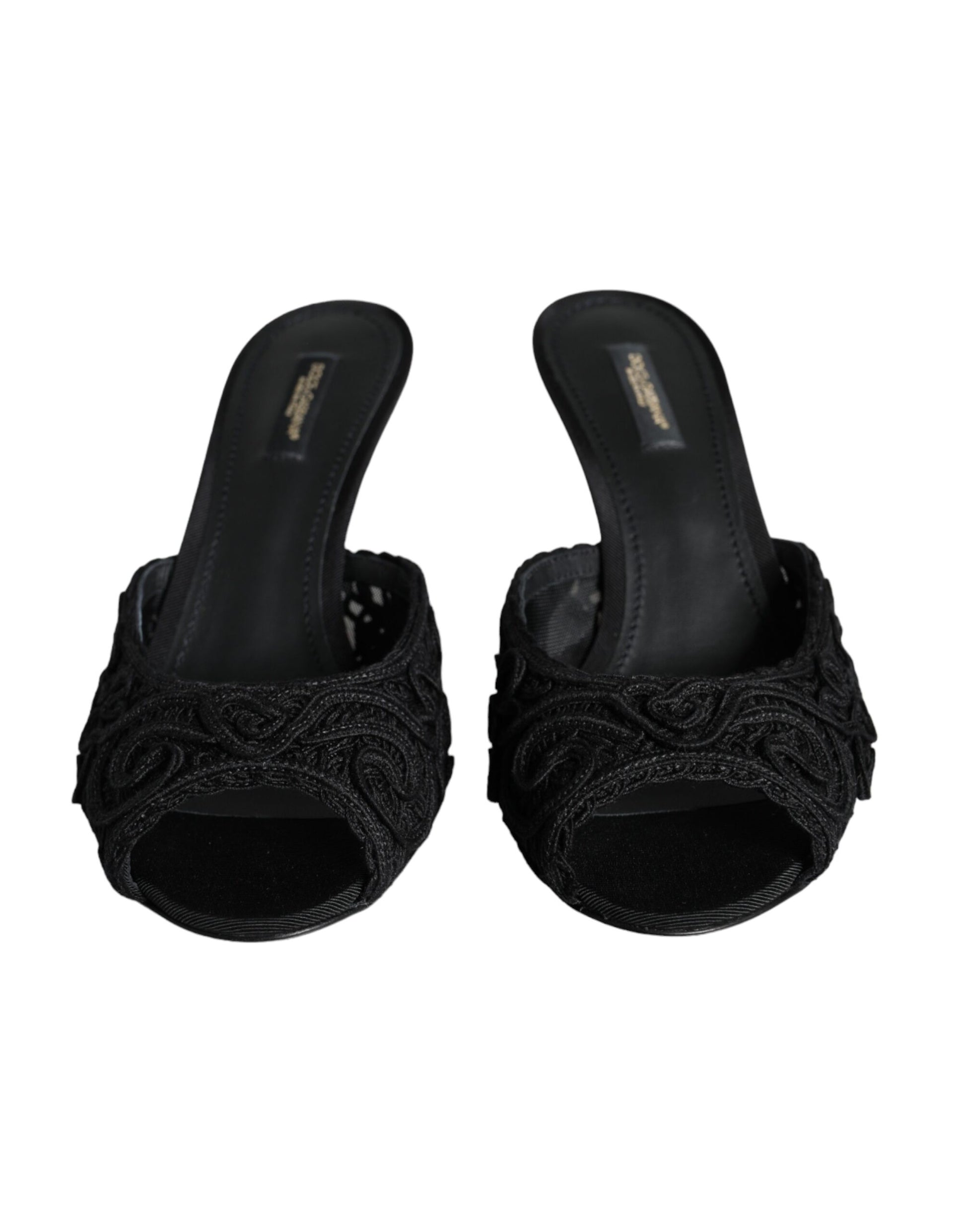 Black Keira Cordonetto Heels Slides Shoes